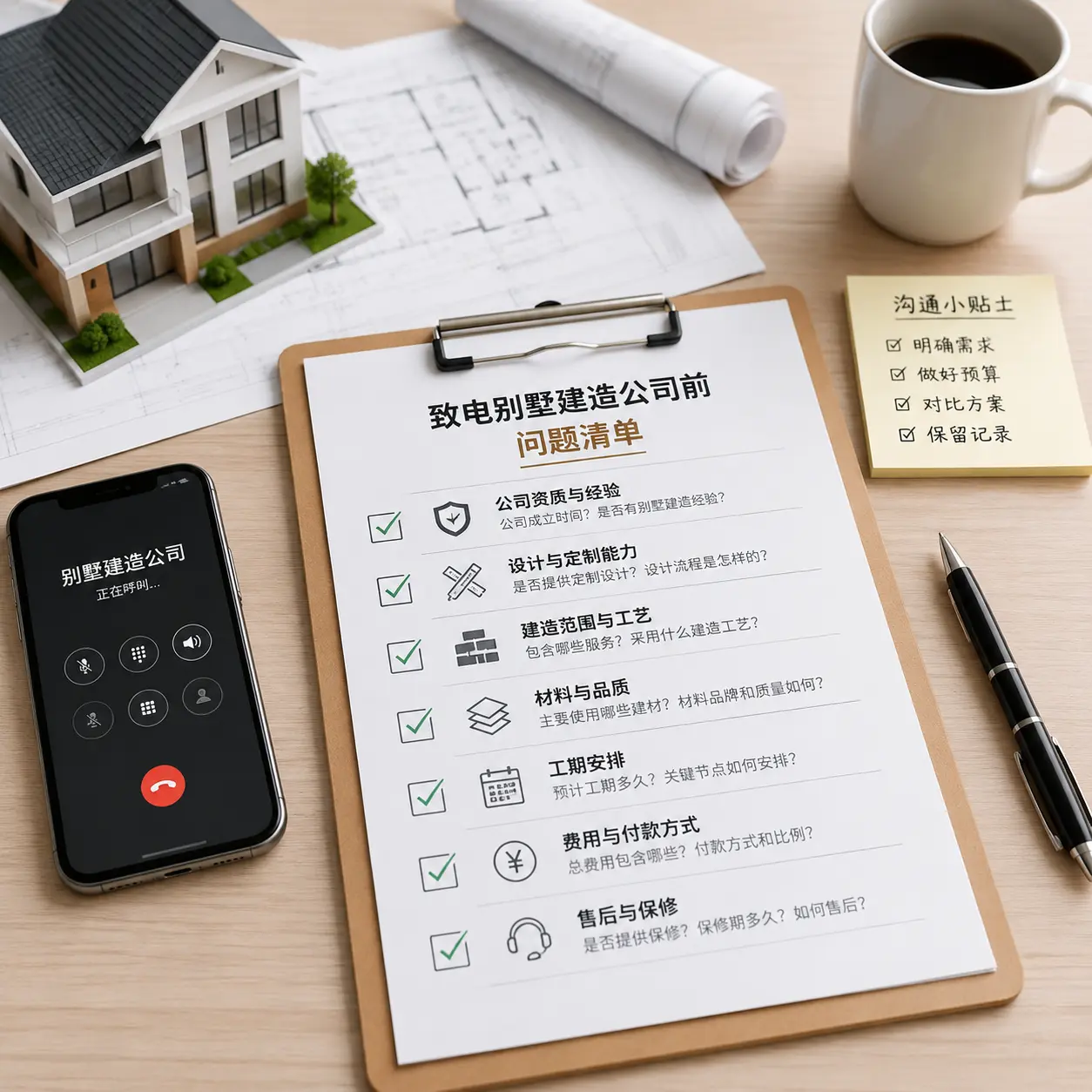 在册亨拨打别墅建造公司电话前的准备工作